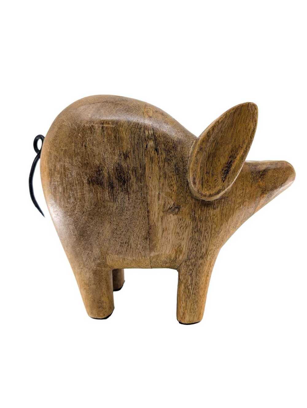 Vintage Hand Carved Wooden Pig Folk Art Sculpture Farmhouse Decor